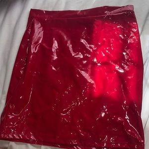 Red latex skirt